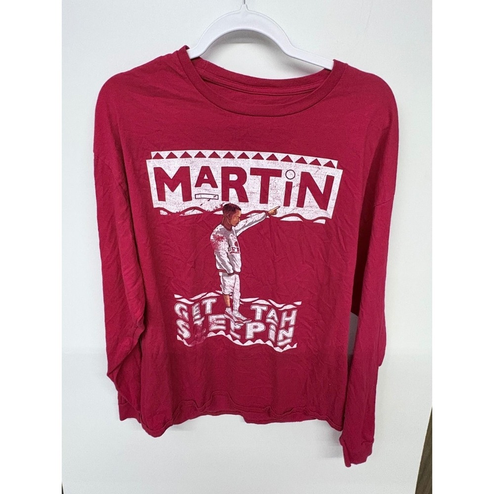 Martin 90s Vintage Rare Long Sleeve Tee Mens XL Red Get Tah Steepin Nostalgia
